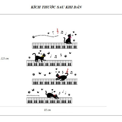 Decal dán tường Mèo Đen dễ thương AmyShop DKN093 (125x85cm)