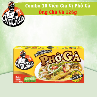 Combo 10 Hộp Viên Gia Vị Phở Gà Ông Chà Và 126g ( Chicken Pho Soup Cubes)