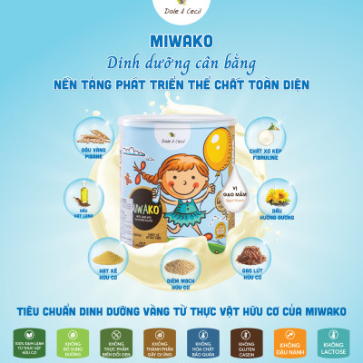 Sữa Hạt Miwako Vị Gạo Hộp 400g Malaysia Không Chứa Đậu Nành, Dinh Dưỡng Hữu Cơ Cho Trẻ Từ 1 Tuôi & Người Lớn