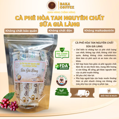 Cà Phê Hòa Tan Nguyên Chất SỮA GIÀ LÀNG - Bì Zip 10 gói