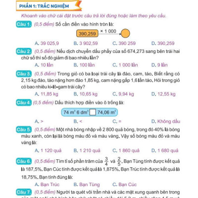 Sách - Đề Kiểm Tra Toán 5 - Bộ sách Kết Nối