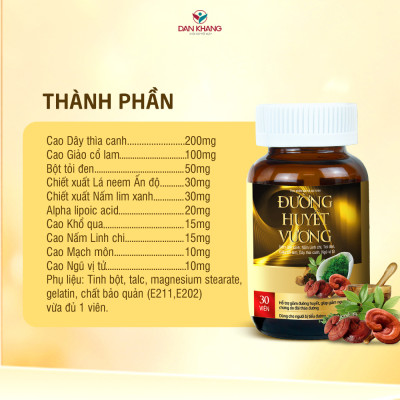 Viên Uống Hỗ Trợ Giảm Đường Huyết và Giảm Nguy Cơ Biến Chứng Của Đái Tháo Đường - Đường Huyết Vương Hủ 30 viên