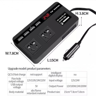 Bộ Chuyển Đổi Nguồn Điện 12V- 24V Sang 220V-200W Cho xe Ô Tô , Xe Hơi Công Suất Tối Đa 150W