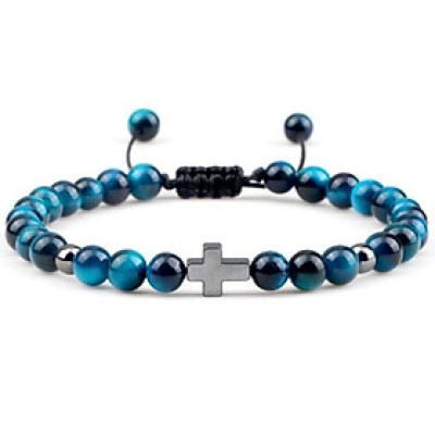 Vòng chuỗi mân côi đá mắt hổ xanh dương thiên nhiên