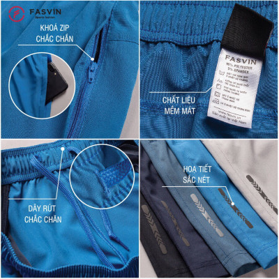 Quần đùi nam Fasvin Q21450.HN short thể thao vải gió chun trơn mát co giãn 4 chiều.