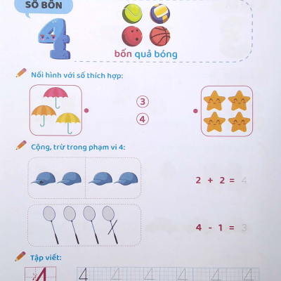 Sách - Chuẩn Bị Vào Lớp 1 - Vở Làm Quen Với Toán - Dành Cho Bé 5-6 Tuổi - Bộ 4 Quyển