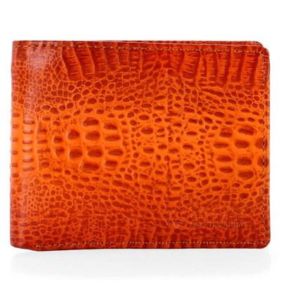 HJ2147 -Bóp nam Huy Hoàng nguyên con vân cá sấu màu vàng