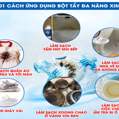 Bột tẩy trắng quần áo, đồ gia dụng đa năng Ximo Home- 350g