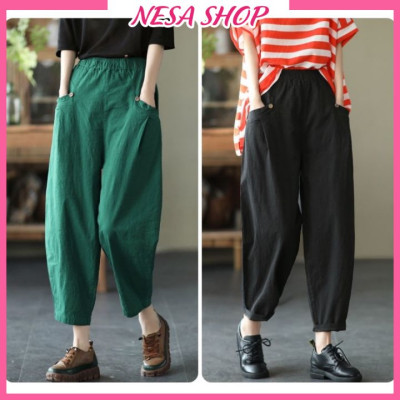 Quần ống rộng nữ, chất liệu Đũi cao cấp, phong cách Hàn Quốc, trẻ trung, thoải mái NeSa Shop QKH.56