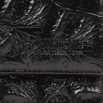 Ví Nữ Da Bò Vân Cá Sấu Lớn 3 Gấp Huy Hoàng HT3152 (19 x 9.5 cm) - Đen