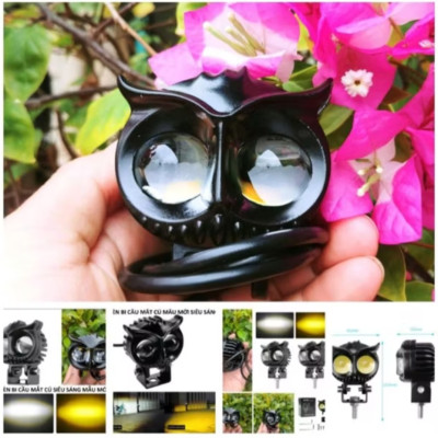 1 ĐÈN TRỢ SÁNG MẮT CÚ SIÊU SÁNG LẮP XE MÁY ÔTÔ XE ĐIỆN ÁNH SÁNG TRẮNG VÀ VÀNG 