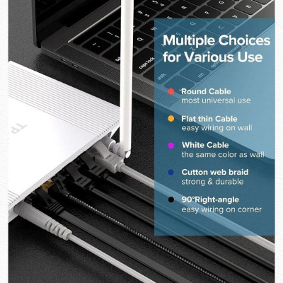 Ugreen UG50181NW102TK 20M Cat6 UTP cáp mạng Gigabit dây dẹp màu đen 26AWG CCA - HÀNG CHÍNH HÃNG