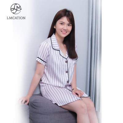  Đầm Pijama Nữ LMcation Molly - Sọc Hồng