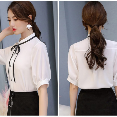 Áo kiểu chất kate lụa tay lỡ cổ trụ thời trang công sở cho phái nữ S45