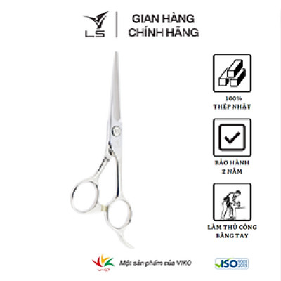 Kéo cắt tóc LS lưỡi thẳng quai offset phẳng đỡ ngón cố định CB12/5.0