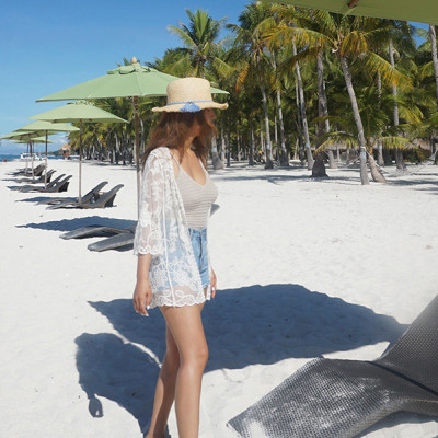 Áo khoác ren đi biển họa tiết hoa hồng, chất ren mềm đẹp, dễ phối đồ | AR018