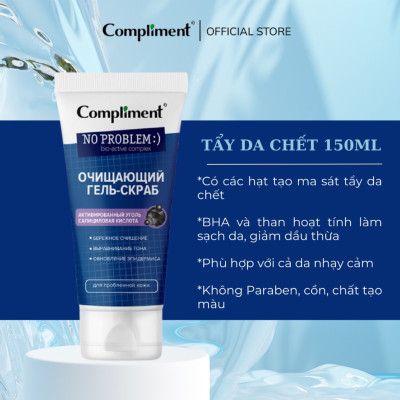 Tẩy da chết mặt có hạt Compliment No Problem Cleansing Gel Scrub 150ml (vạch tím)