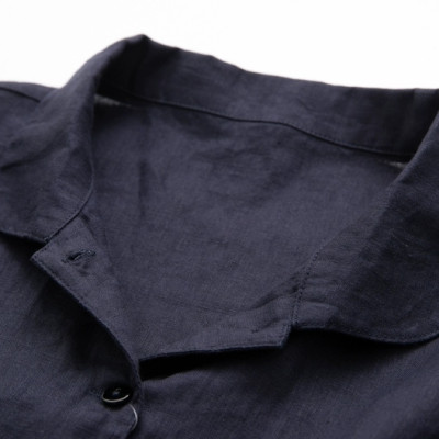 Đầm nữ suông dáng xòe cổ sen phối cúc kín đáo có kèm dây thắt eo chất liệu Linen cao cấp, thanh lịch 