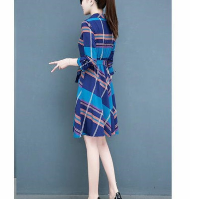 Đầm sơ mi nữ Haint Boutique, đầm công sở thiết kế kẻ caro to dáng xoè Da27