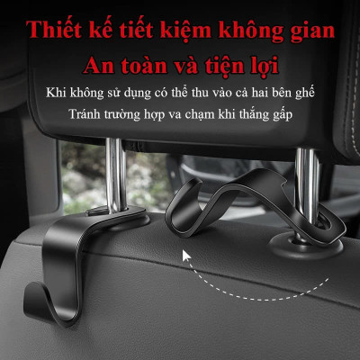 Combo 4 giá móc treo đa năng gắn tựa đầu treo đồ vật sau ghế ô tô xe hơi 