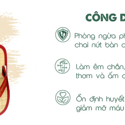 Dép chiếu xỏ ngón Hương Quế DCQ-47 nguyên liệu tự nhiên (sợi chiếu, bột quế, sợi đay) ngăn ngừa mồ hôi chân - giữ ẩm và mát chân
