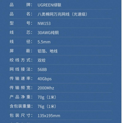 Ugreen UG30799NW153TK 15M CAT8 Shielded Cáp nối mạng Lan giữa các máy tính - HÀNG CHÍNH HÃNG