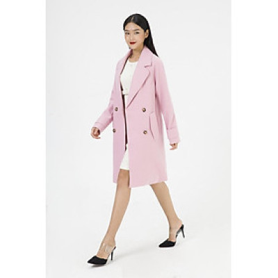 De Leah - Áo Khoác Tweed Dáng Rộng Pha Cổ - Hồng