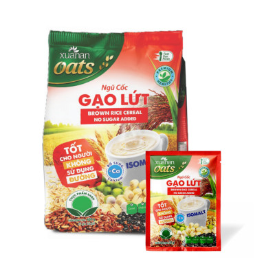 Combo 11 Túi Ngũ Cốc Gạo Lứt No Sugar Xuân An [đường ăn kiêng] 400G {25g*16 gói}(Tặng Kèm 11 Túi Yến Mạch 150G)