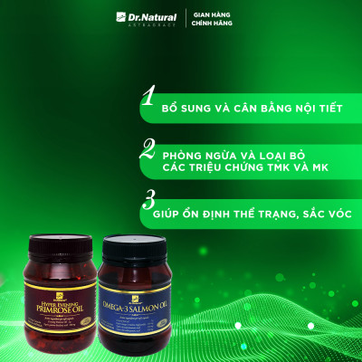 Bộ sản phẩm: Viên Dầu Cá Hồi OMEGA 3 SALMON OIL, Viên bổ sung nội tiết nữ HYPER EVENING PRIMROSE OIL