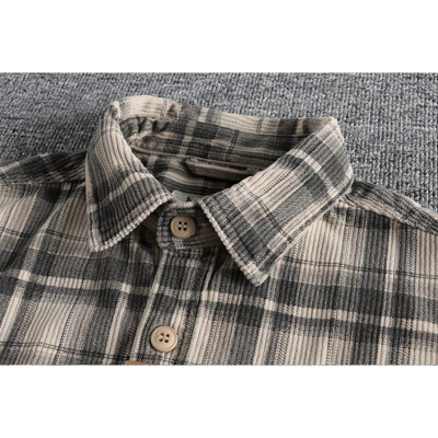 Áo sơ mi vải nhung phong cách Retro_Biker_Army