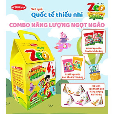 Set quà Zoo Bibica – 2 kẹo dẻo dưa hấu, 2 sâu kì thú, 5 thạch năng lượng – Combo năng lưọng