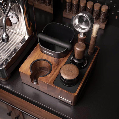 Feepie bàn đế nén cà phê tích hợp đập bã nổi đa năng gỗ óc chó Nam Mỹ