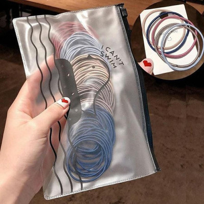  Set 100 Cái Chun Buộc Tóc Hàn Quốc Trơn Nhiều Màu Kèm Túi Zip 93HEY CBT01