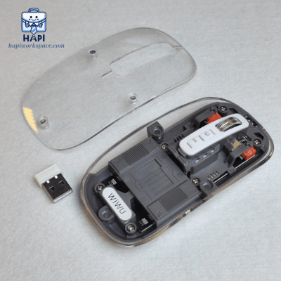 Chuột không dây trong suốt cực chất hàng chính hãng WiWU Crystal Magnetic Wireless Mouse WM105: Kết nối Bluetooth + USB 2.4Ghz