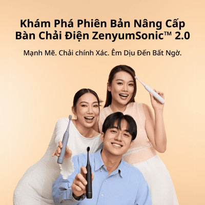 [Chính Hãng] Bộ Bàn Chải Đánh Răng Điện ZenyumSonic MỚi 2.0 & 3 Đầu Thay Thế - Hồng San Hô - Công Nghệ Singapore