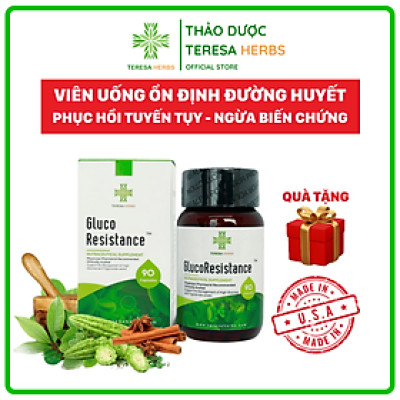 Viên Uống Hỗ Trợ Tiểu Đường Ổn Định Đường Huyết Teresa Herbs GlucoResistance Nhập Khẩu Mỹ – 90 Viên