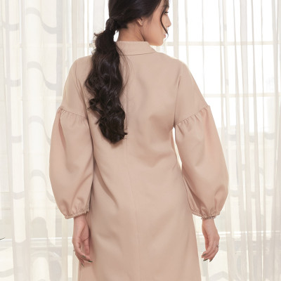 Đầm Suông Phom Rộng Cổ Sơ Mi Bản To Maxivic, La Mộc - LM012217