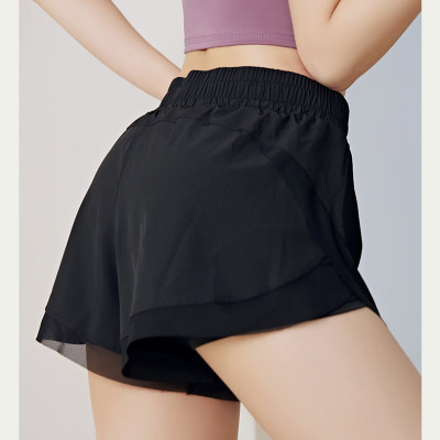 Quần đùi tập gym yoga chạy bộ nữ 2 lớp túi đựng điện thoại