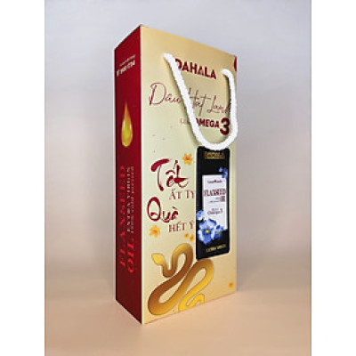 (SET 2 CHAI) SET HỘP QUÀ TẾT DẦU HẠT LANH ÉP LẠNH BỀN NHIỆT DAHALA 25O MI, GIÀU OMEGA 3,6,9