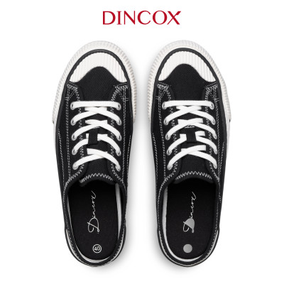 Giày Sục Đạp Gót Mules Vải Sneaker Unisex Tăng Chiều Cao 4cm DINCOX E10 Black
