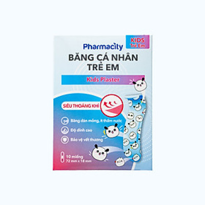 Băng cá nhân trẻ em Pharmacity bảo vệ vết thương hở (10 miếng/hộp)