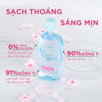 Nước Tẩy Trang Senka Micellar Dưỡng Trắng All Clear Water Micellar Formual Bright 230ml