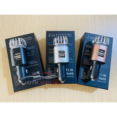 Máy Lọc Không Khí Cho Xe Ô Tô Tạo Ion Âm Tích Hợp Hai Cổng Sạc USB – Lọc Bụi, Khử Mùi Hôi Hiệu Quả, ĐÈN TRANG TRÍ