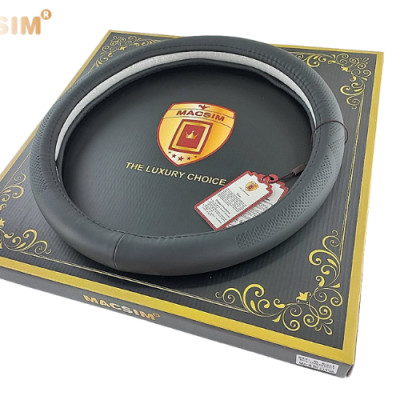 Bọc vô lăng cao cấp Macsim 8933 màu đen chất liệu da thật - Khâu tay 100% size M