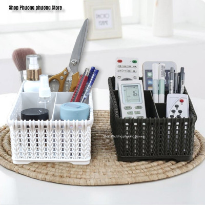 Khay đựng mỹ phẩm cao cấp nhiều ngăn kiểu dáng mây đan HÀN QUỐC ( Tặng vỉ dán tường )