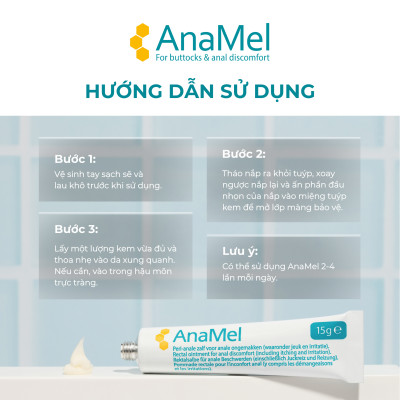 AnaMel Rectal Ointment chống ngứa vùng hậu môn thực tràng và hỗ trợ chăm sóc vết thương từ mật ong y tế nguyên chất