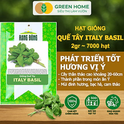 Hạt Giống Quế Tây Italy Basil GreenHome, Gói 2g~7000 hạt, Dễ Trồng Quanh Năm, Tỉ Lệ Nảy Mầm Cao G21