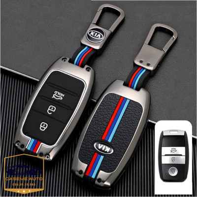 Ốp Chìa Khóa KIA Soluto, Seltos, Cerato, Sorento, Rondo 3 Nút Chất Liệu Hợp Kim, Kèm Móc Treo Cao Cấp - Hàng Nhập Khẩu