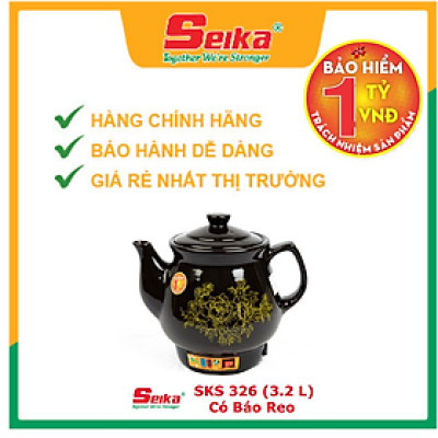 Ấm Sắc Thuốc Seika 3.2L - SKS326 (Gốm Sứ Bát Tràng) - Hàng chính hãng 