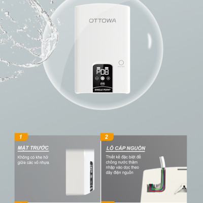 Máy tắm nước nóng OTTOWA TE45P01 - Hàng chính hãng - Có bơm